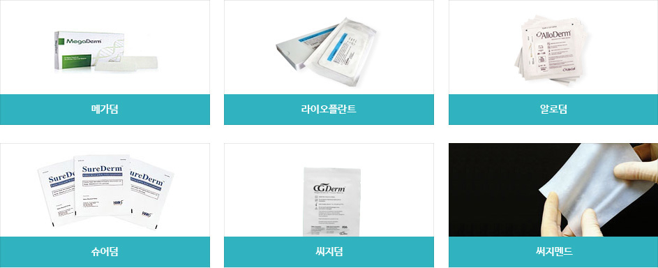 메가덤, 라이오플란트, 알로덤, 슈어덤, 씨지덤, 써지멘드